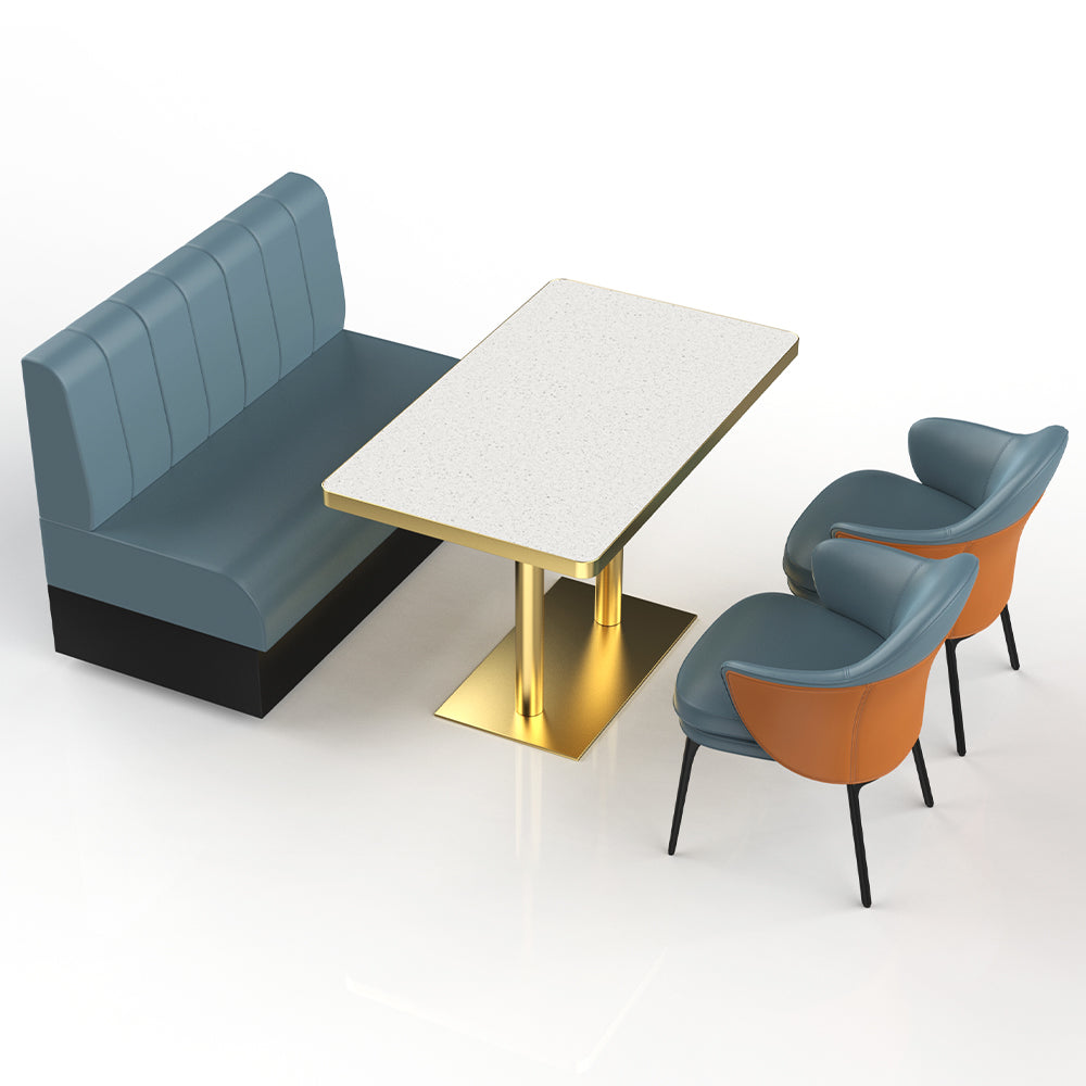 HUALIN Restaurant Luxury Sintered Stone Ceramic Dining Table And Chair Comfortable Booth