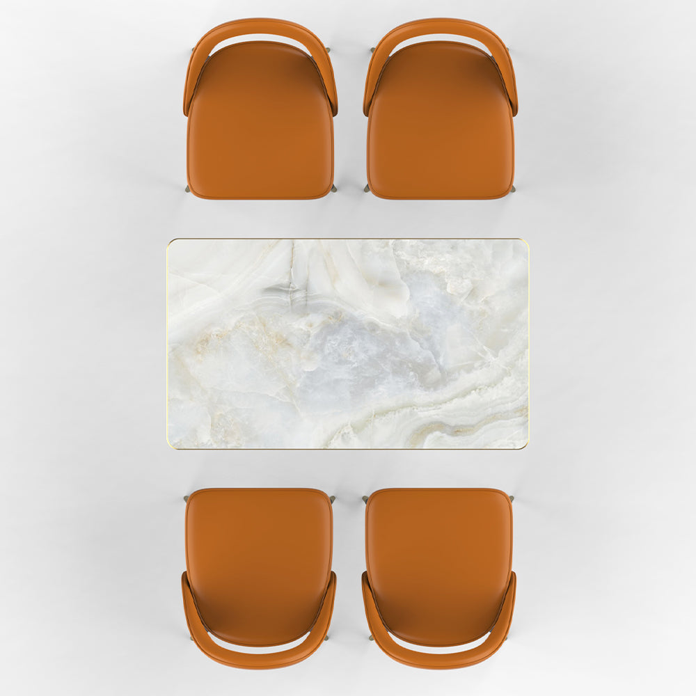 HUALIN Restaurant Luxury Sintered Stone Ceramic Dining Table And Chair Comfortable Booth