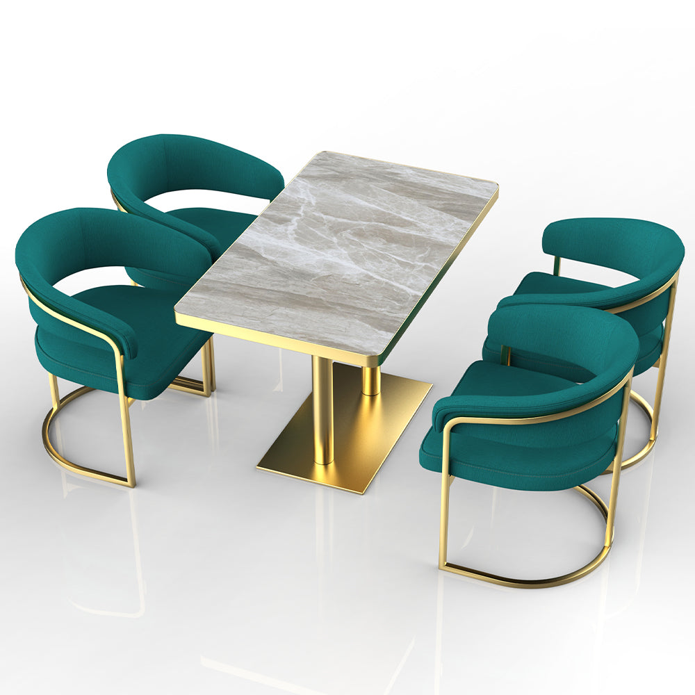 HUALIN Restaurant luxury sintered stone dining table with comfortable chairs, customizable material, color and size