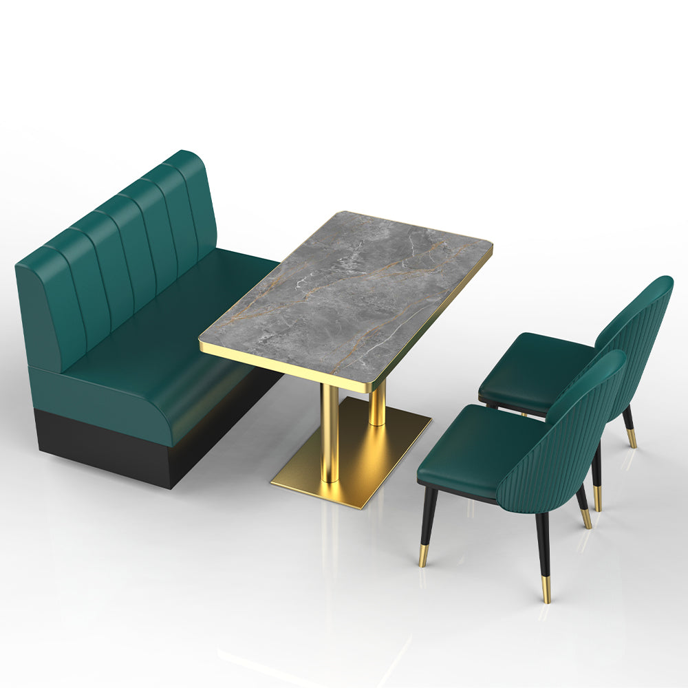 HUALIN Restaurant Luxury Sintered Stone Ceramic Dining Table And Chair Comfortable Booth