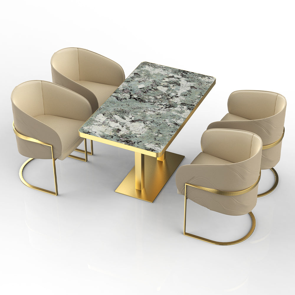 HUALIN Restaurant luxury sintered stone dining table with comfortable chairs, customizable material, color and size