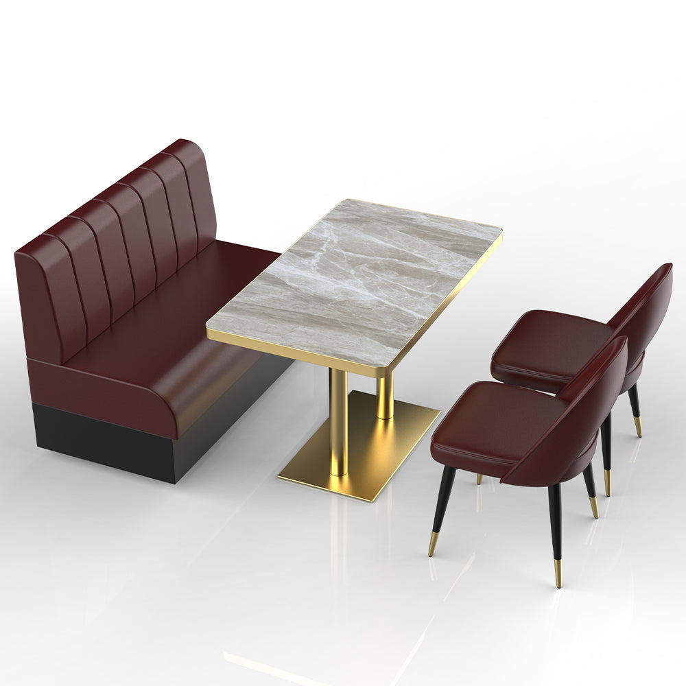 HUALIN Restaurant luxury sintered stone marble dining table chairs comfortable booths, material size color batch customization