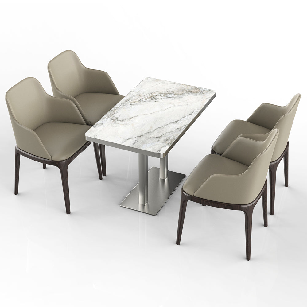 HUALIN Restaurant luxury sintered stone ceramic dining table with comfortable chair