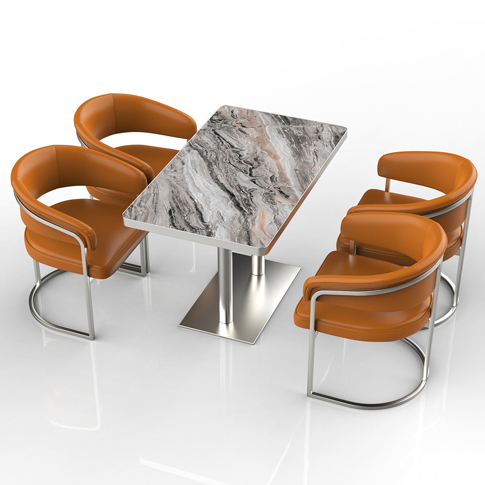 HUALIN Restaurant luxury sintered stone dining table with comfortable chairs, customizable material, color and size