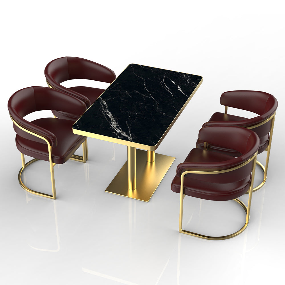 HUALIN Restaurant luxury sintered stone dining table with comfortable chairs, customizable material, color and size