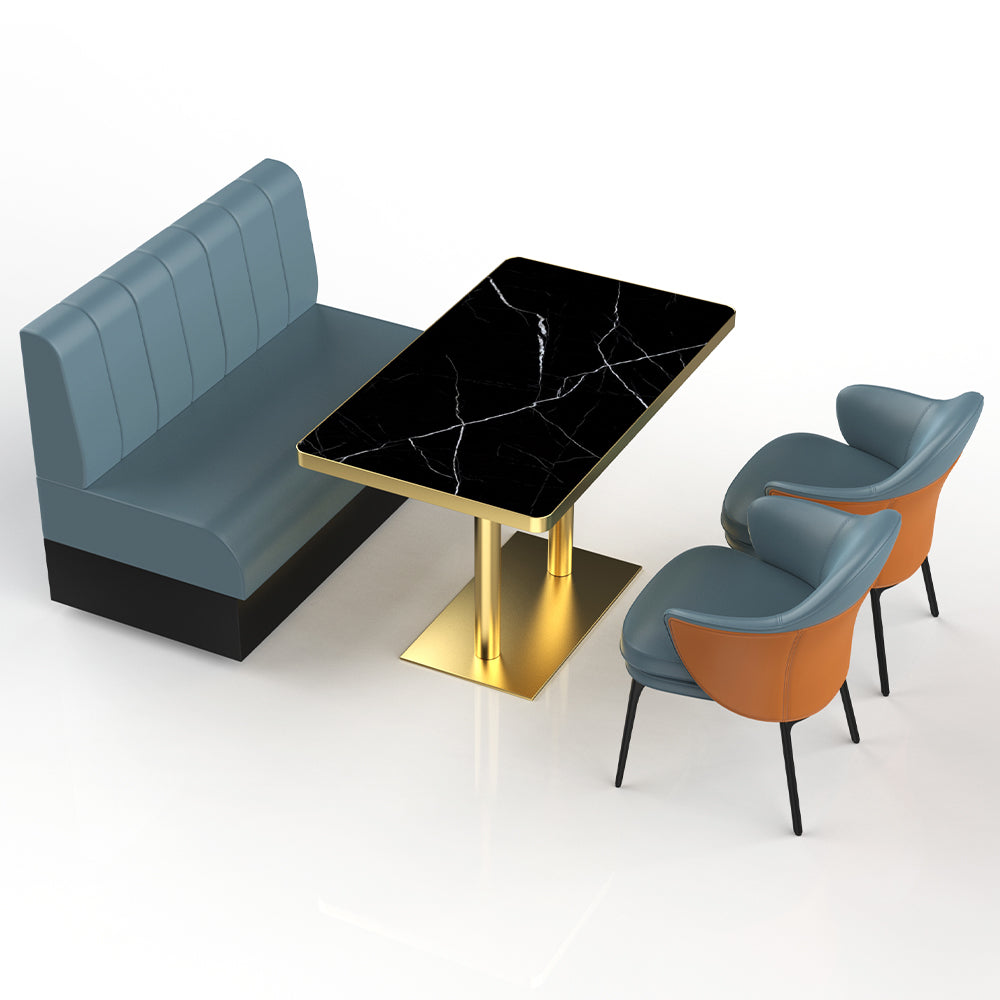 HUALIN Restaurant Luxury Sintered Stone Ceramic Dining Table And Chair Comfortable Booth