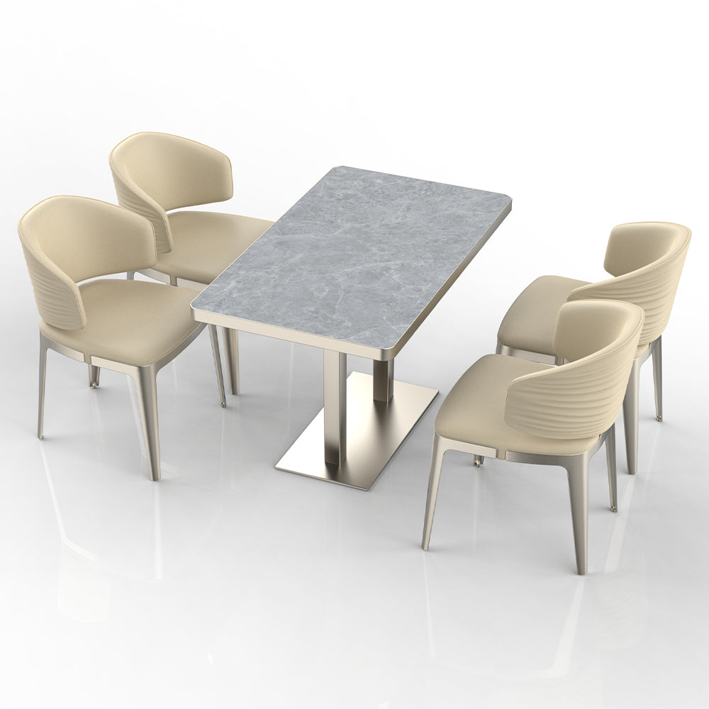 HUALIN Restaurant luxury sintered stone dining table with comfortable chairs, customizable material, color and size