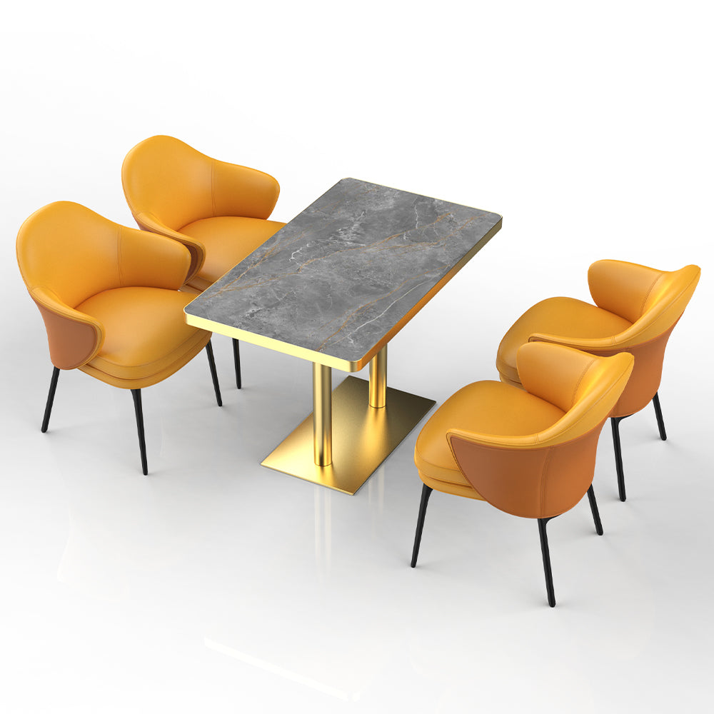 HUALIN Restaurant luxury sintered stone ceramic dining table with comfortable chair