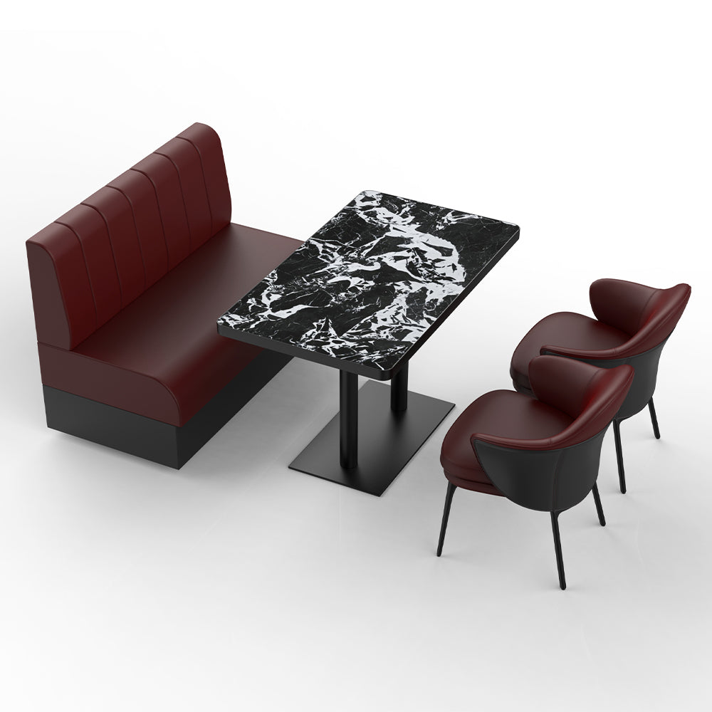 HUALIN Restaurant Luxury Sintered Stone Ceramic Dining Table And Chair Comfortable Booth