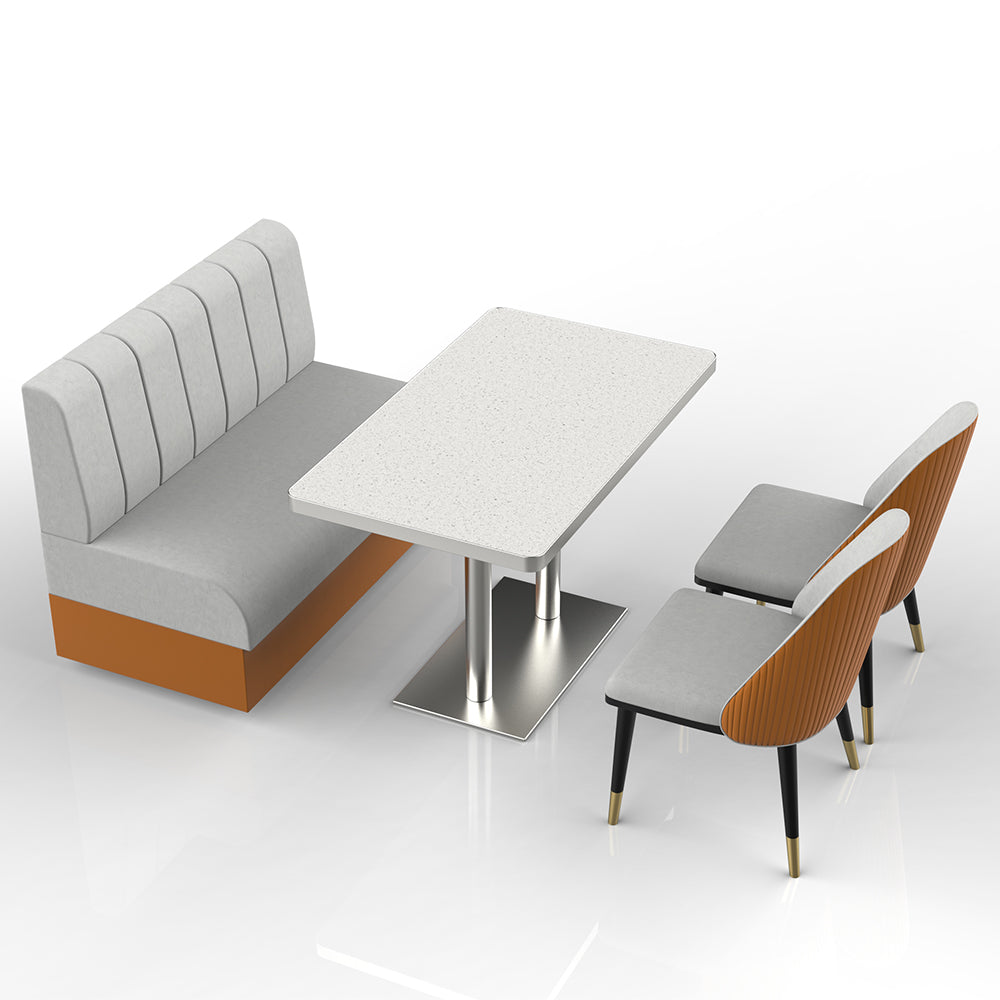 HUALIN Restaurant luxury sintered stone marble dining table chairs comfortable booths, material size color batch customization