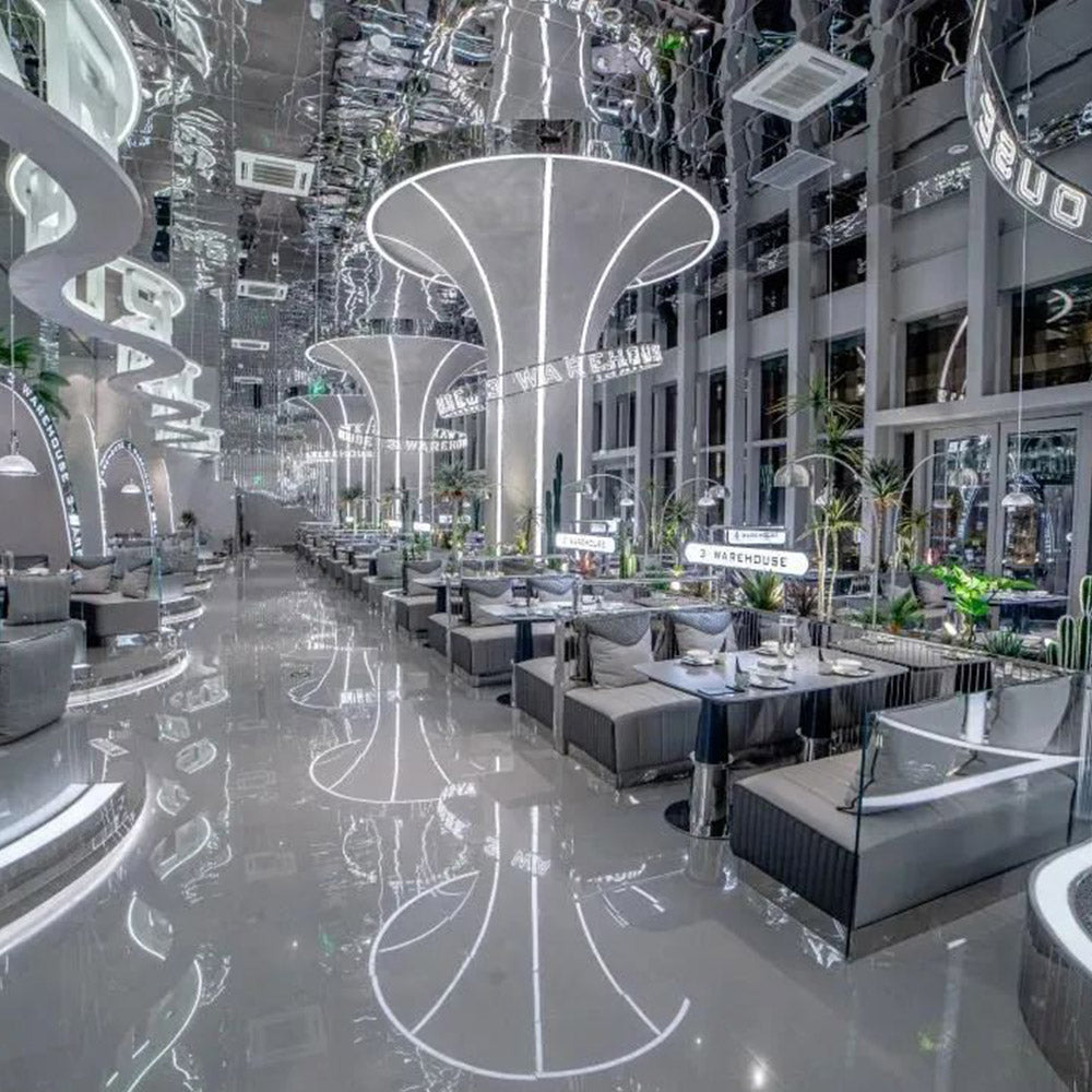 HUALIN Luxurious sintered stone dining tables, solid wood dining tables, dining chairs and comfortable booths. Customizable materials, colors and sizes