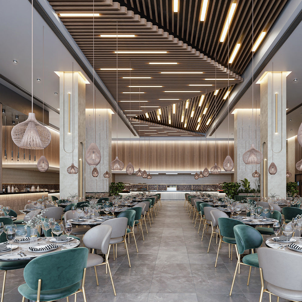 HUALIN Luxurious sintered stone dining tables, solid wood dining tables, dining chairs and comfortable booths. Customizable materials, colors and sizes