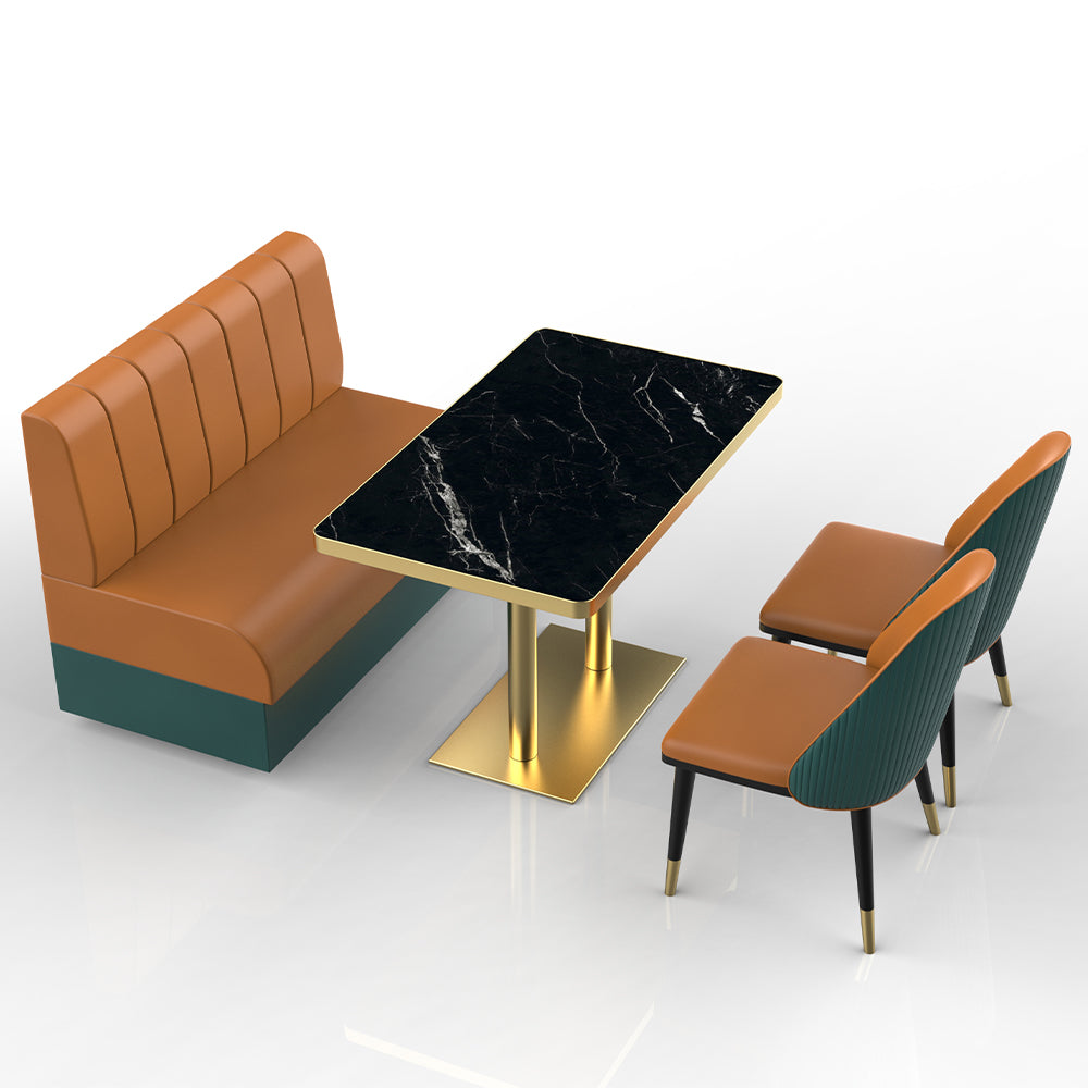 HUALIN Restaurant luxury sintered stone marble dining table chairs comfortable booths, material size color batch customization