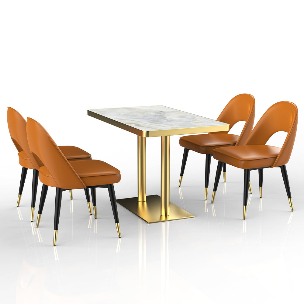 HUALIN Restaurant Luxury Sintered Stone Ceramic Dining Table And Chair Comfortable Booth