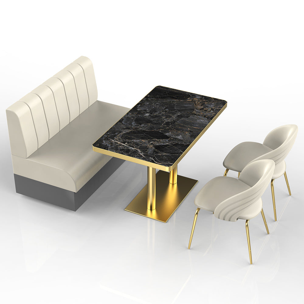 HUALIN Restaurant Luxury Sintered Stone Ceramic Dining Table And Chair Comfortable Booth