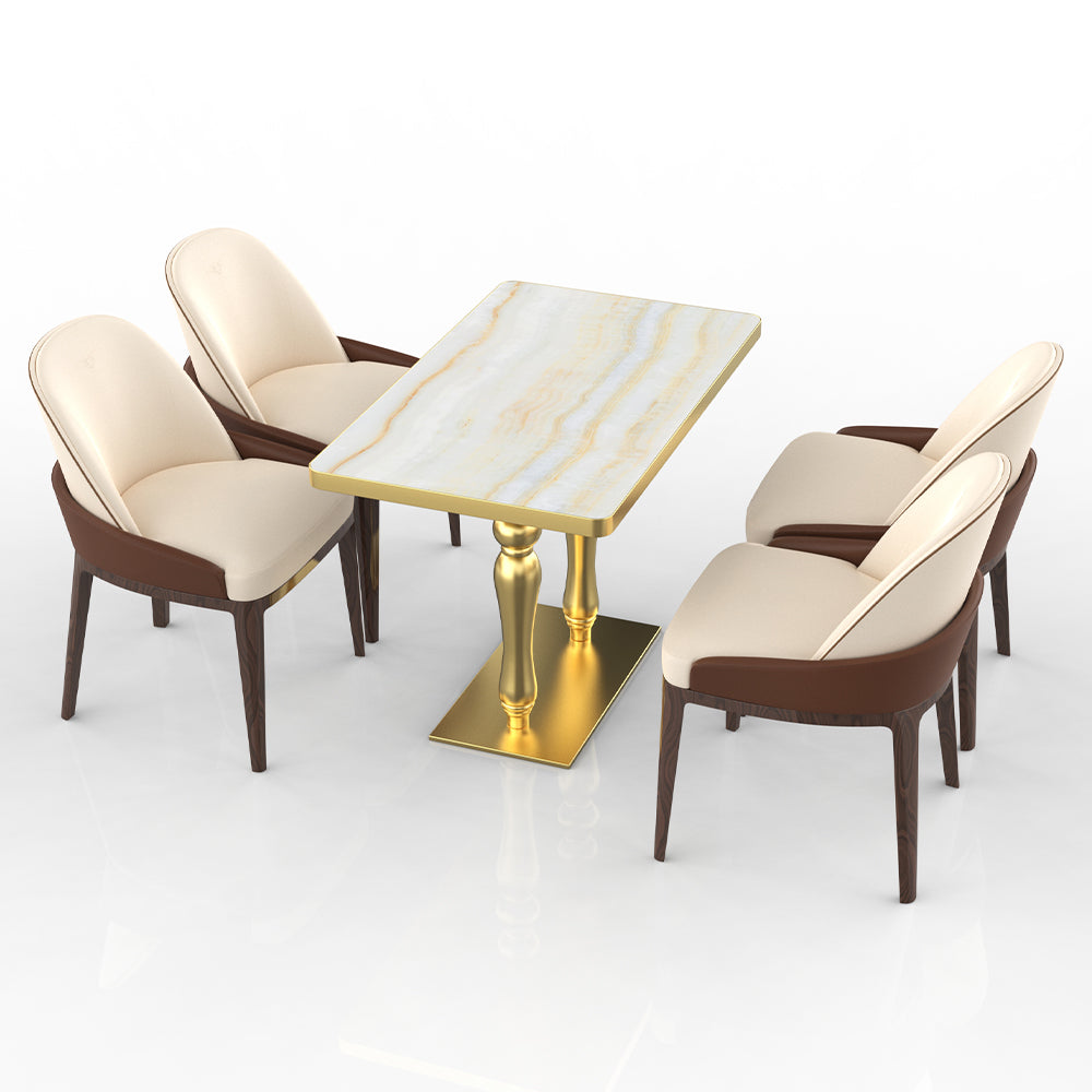 HUALIN Restaurant luxury sintered stone dining table with comfortable chairs, customizable material, color and size