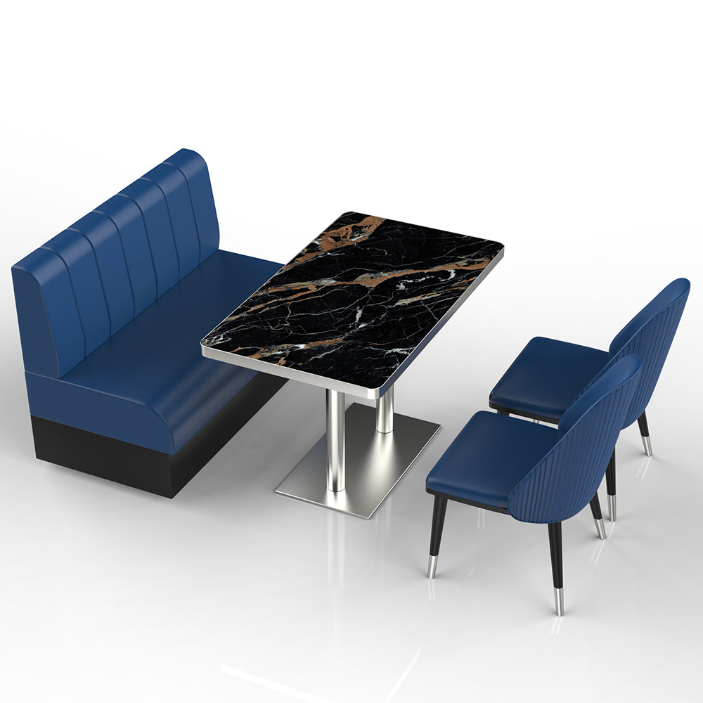 HUALIN Restaurant luxury sintered stone marble dining table chairs comfortable booths, material size color batch customization