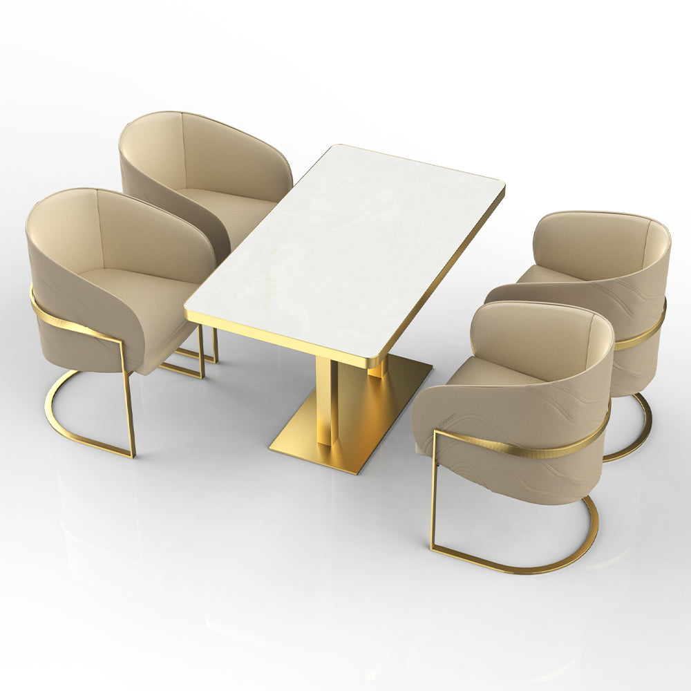HUALIN Restaurant luxury sintered stone dining table with comfortable chairs, customizable material, color and size