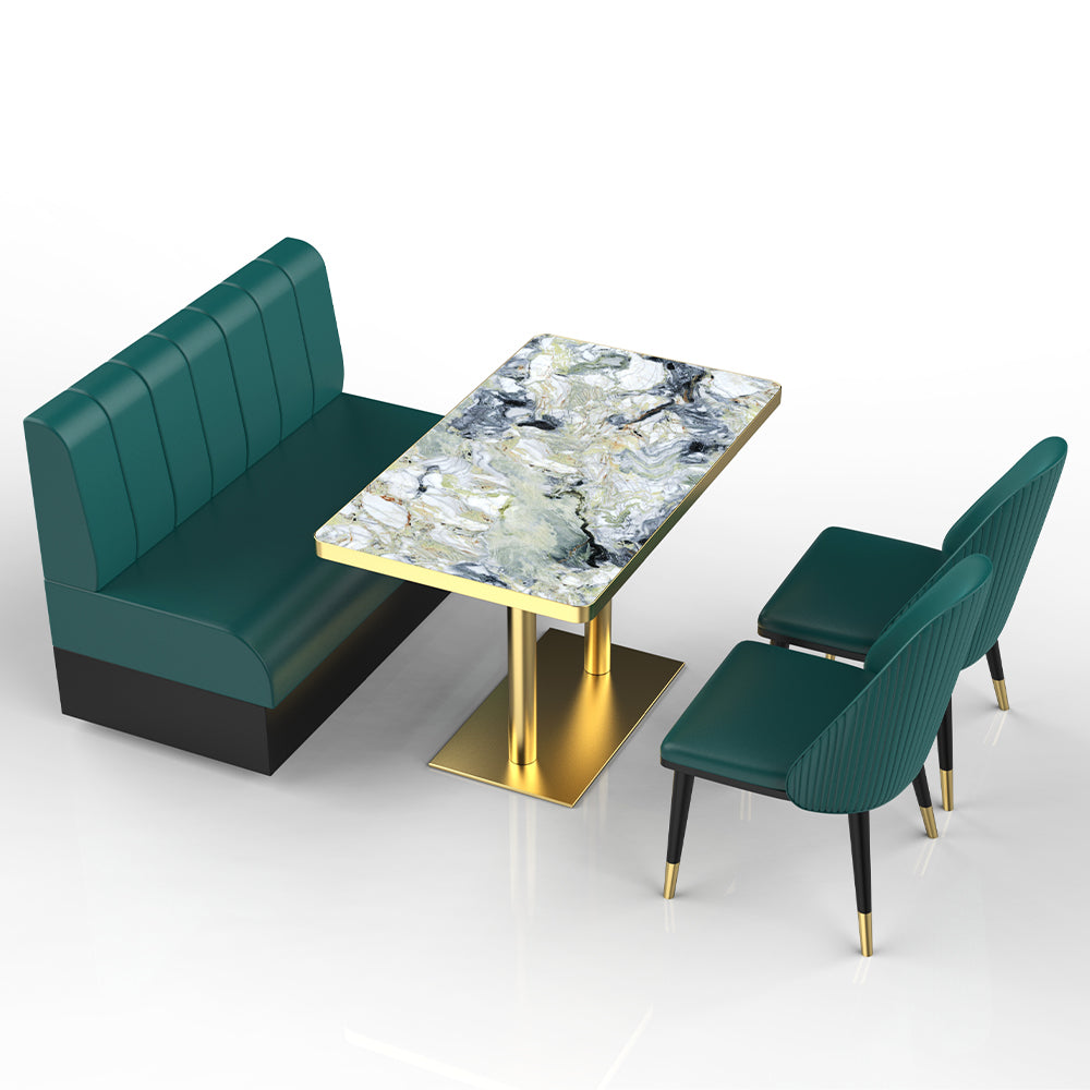 HUALIN Restaurant Luxury Sintered Stone Ceramic Dining Table And Chair Comfortable Booth