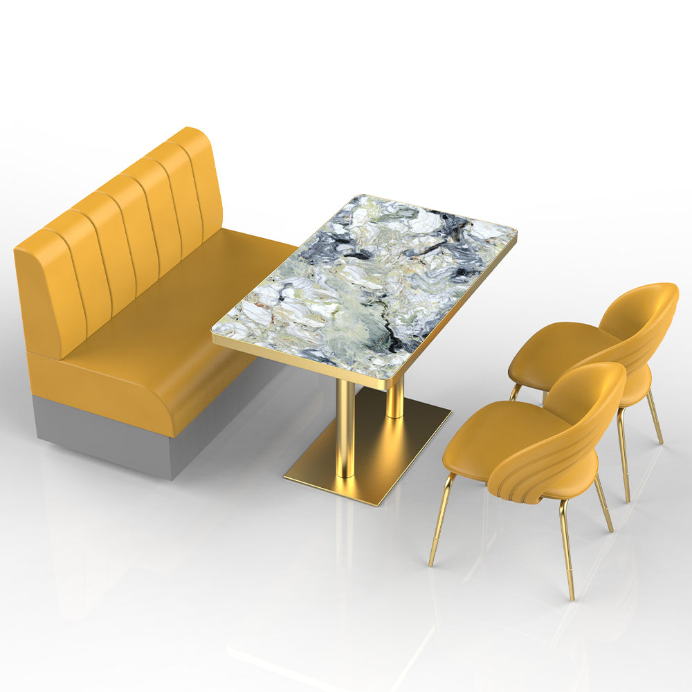 HUALIN Restaurant Luxury Sintered Stone Ceramic Dining Table And Chair Comfortable Booth