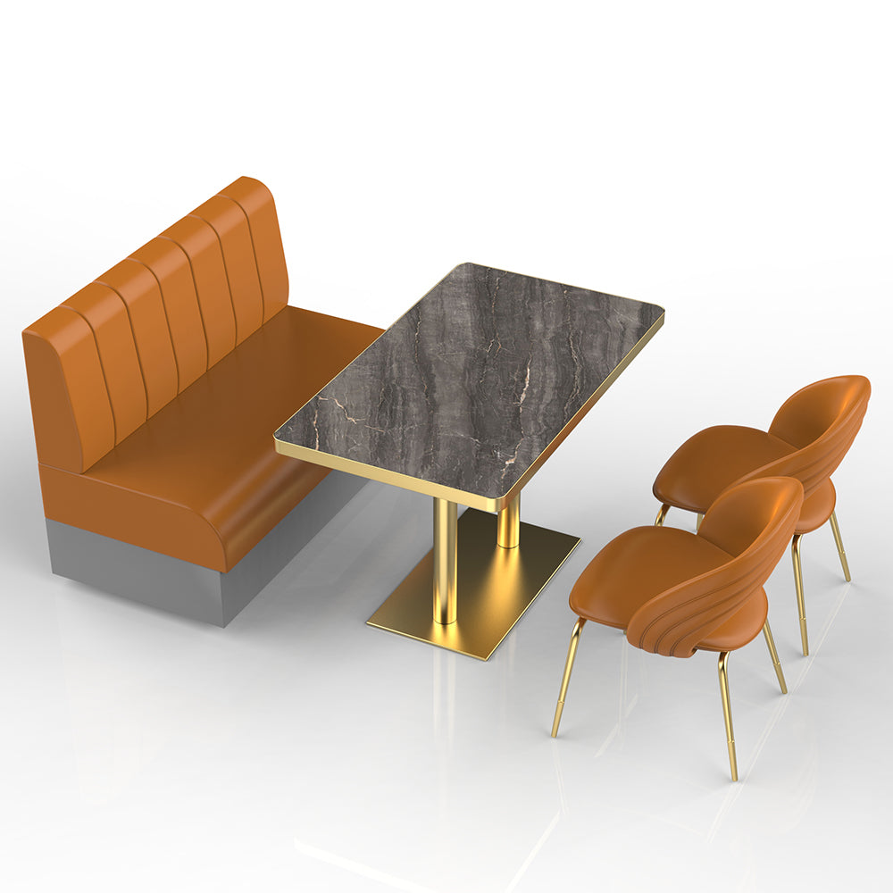 HUALIN Restaurant Luxury Sintered Stone Ceramic Dining Table And Chair Comfortable Booth