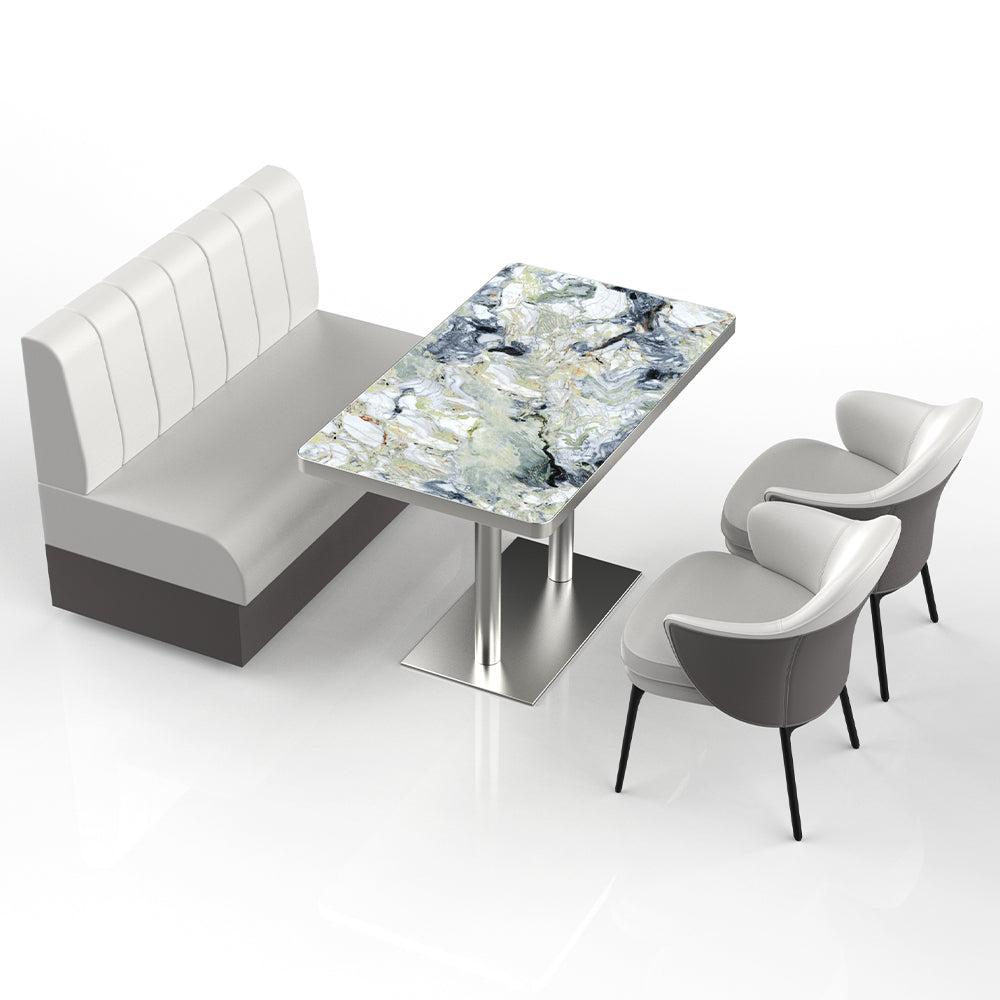 HUALIN Restaurant Luxury Sintered Stone Ceramic Dining Table And Chair Comfortable Booth