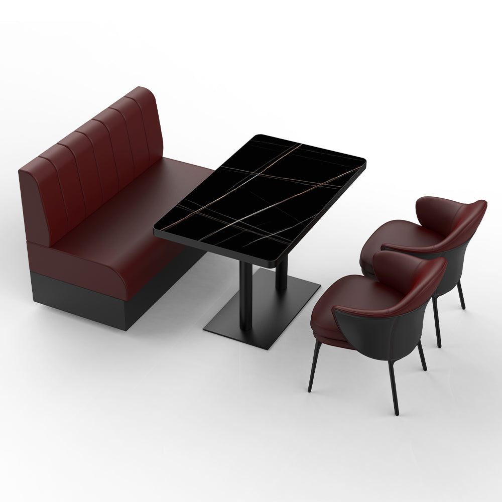 HUALIN Restaurant Luxury Sintered Stone Ceramic Dining Table And Chair Comfortable Booth