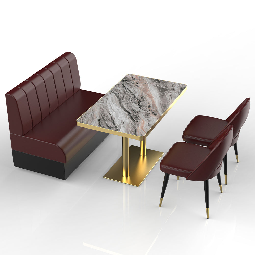 HUALIN Restaurant luxury sintered stone marble dining table chairs comfortable booths, material size color batch customization