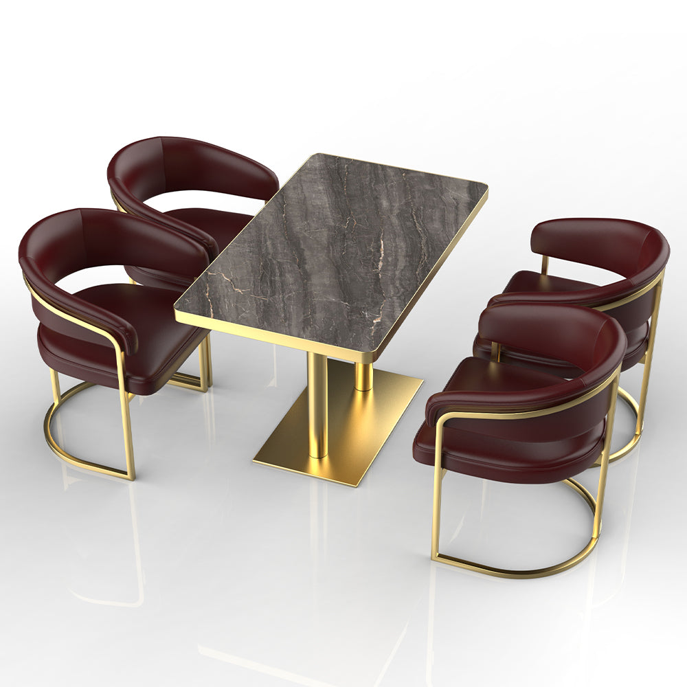 HUALIN Restaurant luxury sintered stone dining table with comfortable chairs, customizable material, color and size