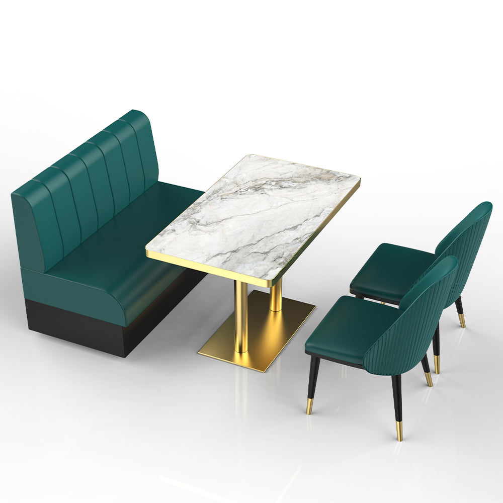 HUALIN Restaurant Luxury Sintered Stone Ceramic Dining Table And Chair Comfortable Booth