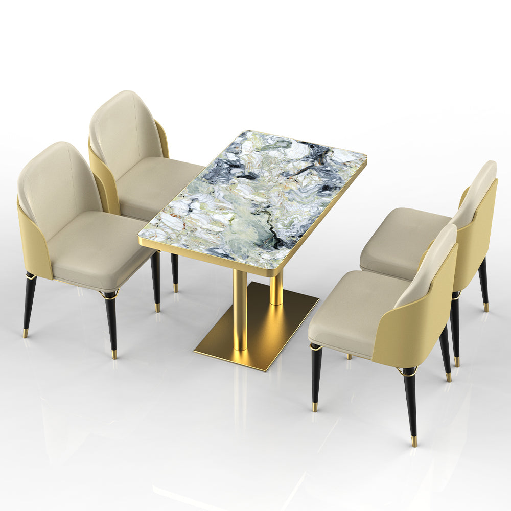 HUALIN Restaurant luxury sintered stone dining table with comfortable chairs, customizable material, color and size