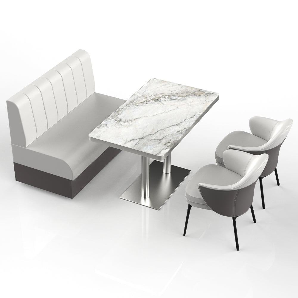 HUALIN Restaurant Luxury Sintered Stone Ceramic Dining Table And Chair Comfortable Booth