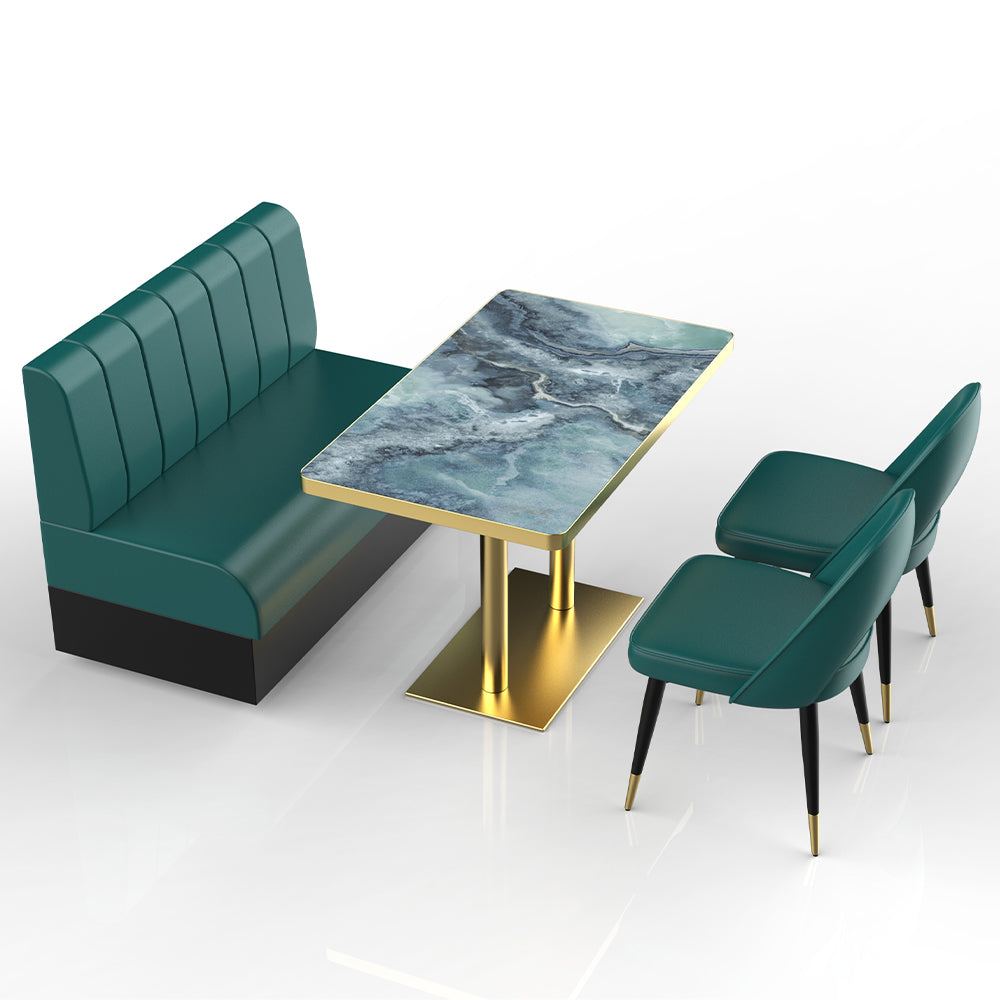 HUALIN Restaurant luxury sintered stone marble dining table chairs comfortable booths, material size color batch customization