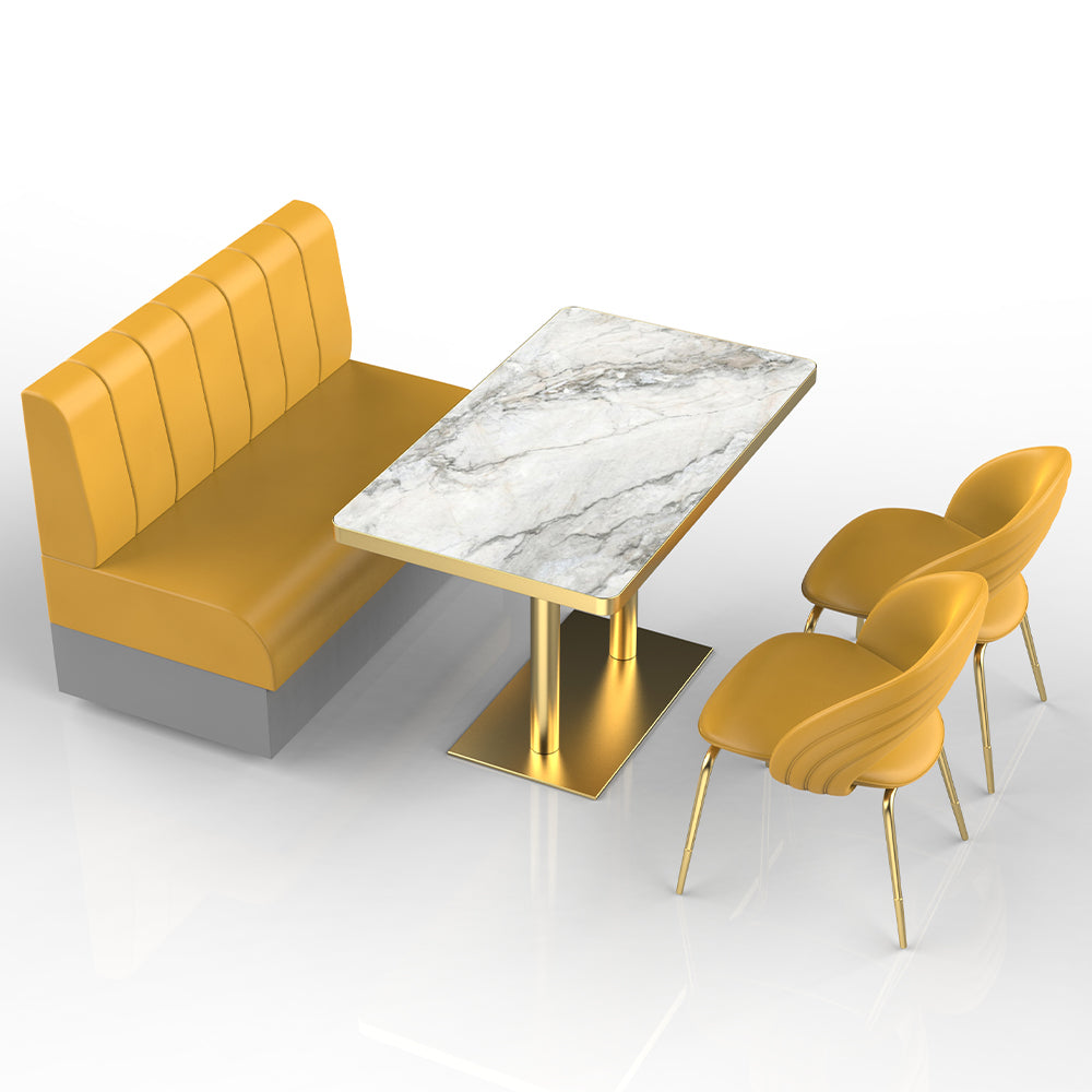 HUALIN Restaurant Luxury Sintered Stone Ceramic Dining Table And Chair Comfortable Booth