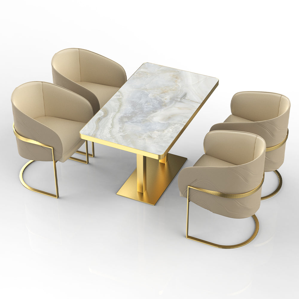 HUALIN Restaurant luxury sintered stone dining table with comfortable chairs, customizable material, color and size