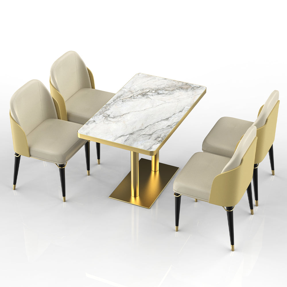 HUALIN Restaurant luxury sintered stone dining table with comfortable chairs, customizable material, color and size