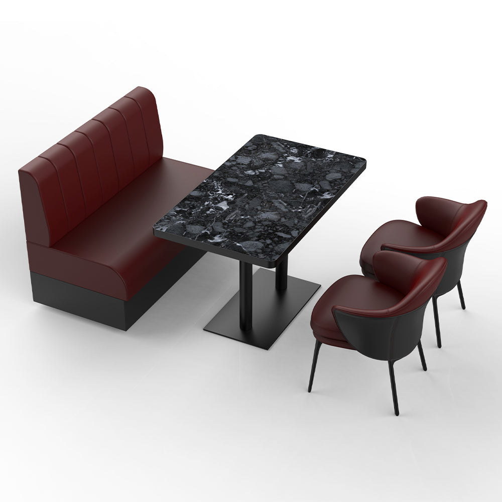 HUALIN Restaurant Luxury Sintered Stone Ceramic Dining Table And Chair Comfortable Booth