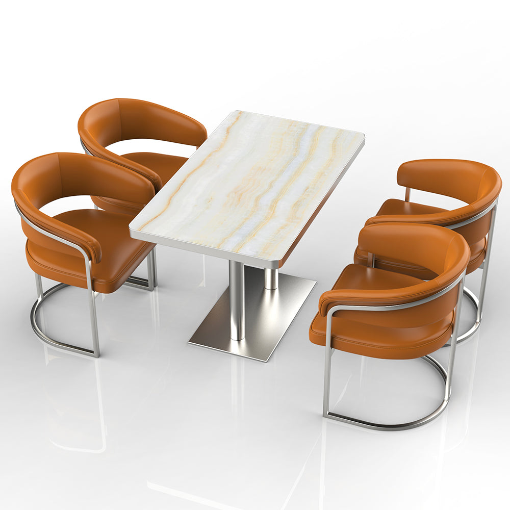 HUALIN Restaurant luxury sintered stone dining table with comfortable chairs, customizable material, color and size