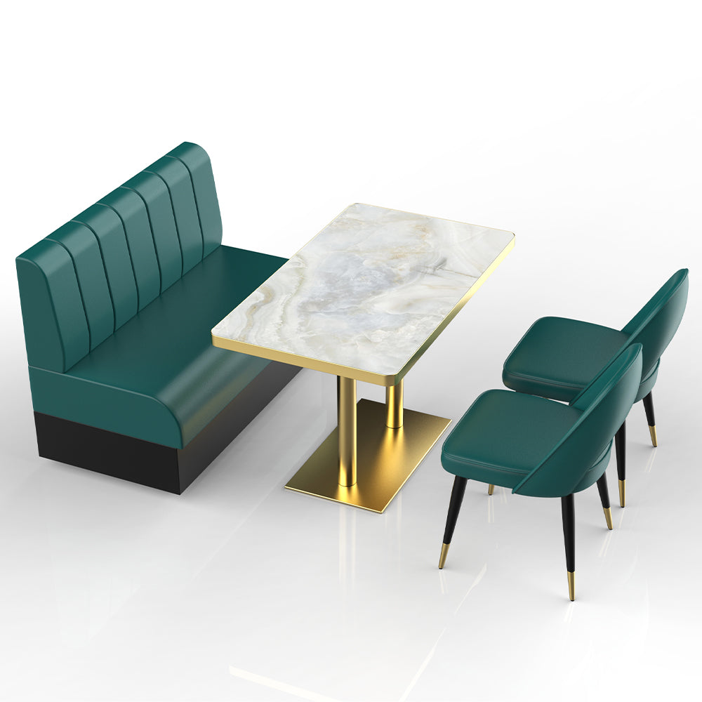 HUALIN Restaurant luxury sintered stone marble dining table chairs comfortable booths, material size color batch customization