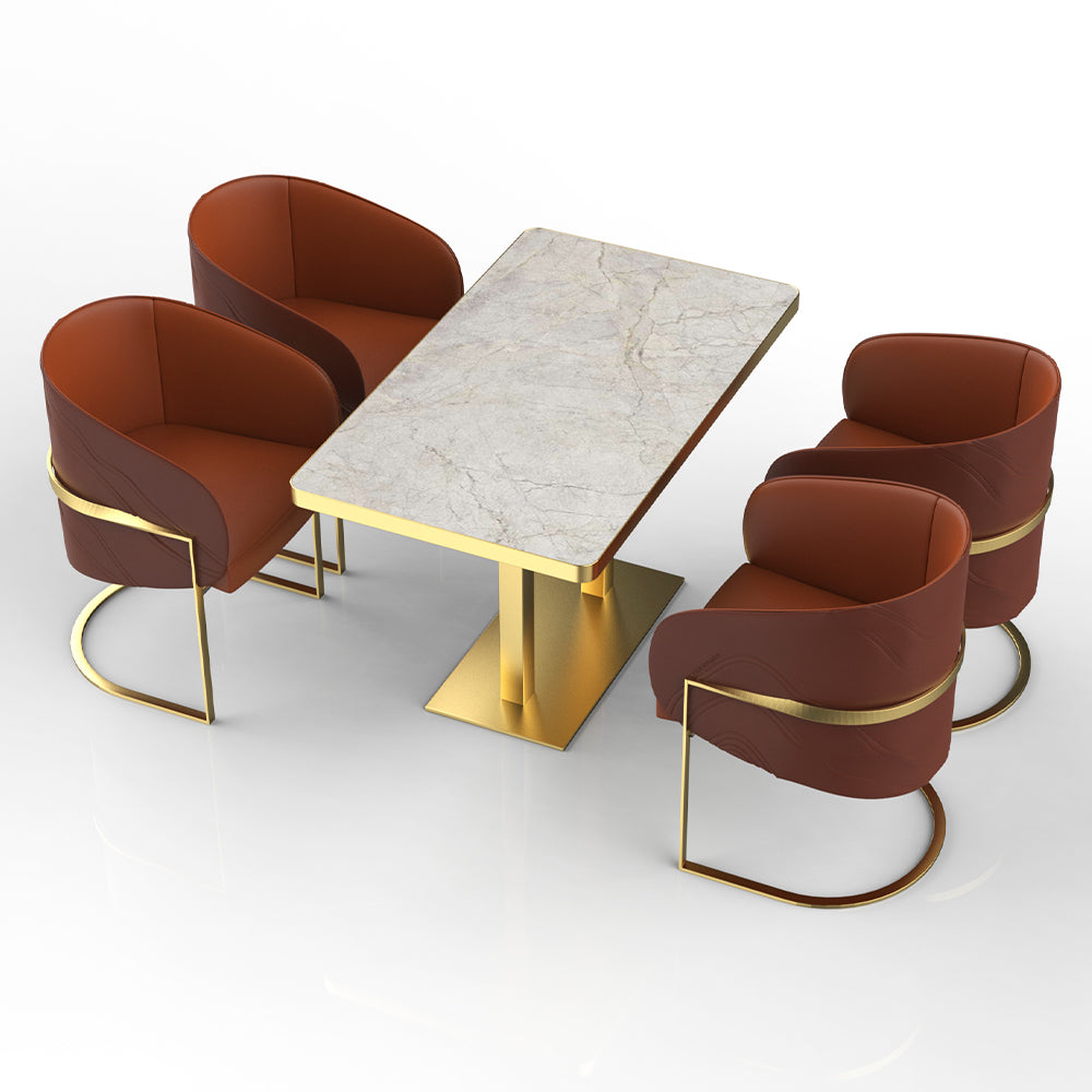 HUALIN Restaurant luxury sintered stone dining table with comfortable chairs, customizable material, color and size