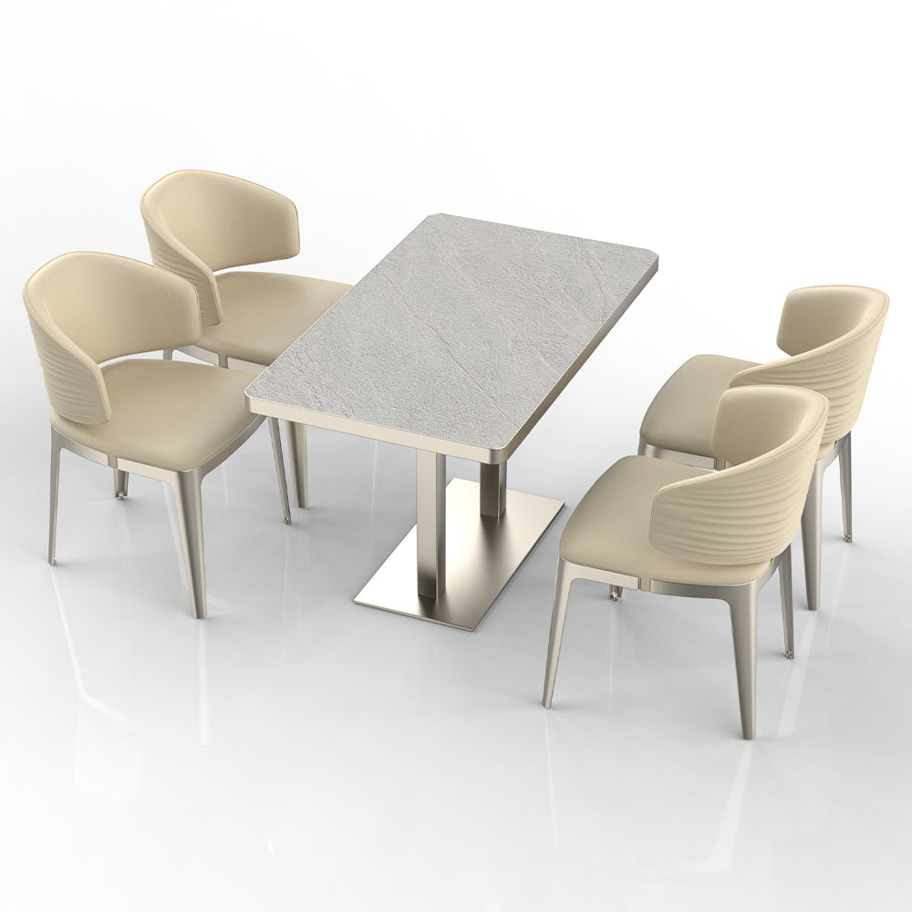 HUALIN Restaurant luxury sintered stone dining table with comfortable chairs, customizable material, color and size
