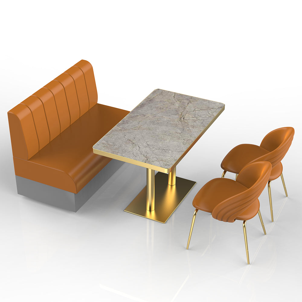 HUALIN Restaurant Luxury Sintered Stone Ceramic Dining Table And Chair Comfortable Booth