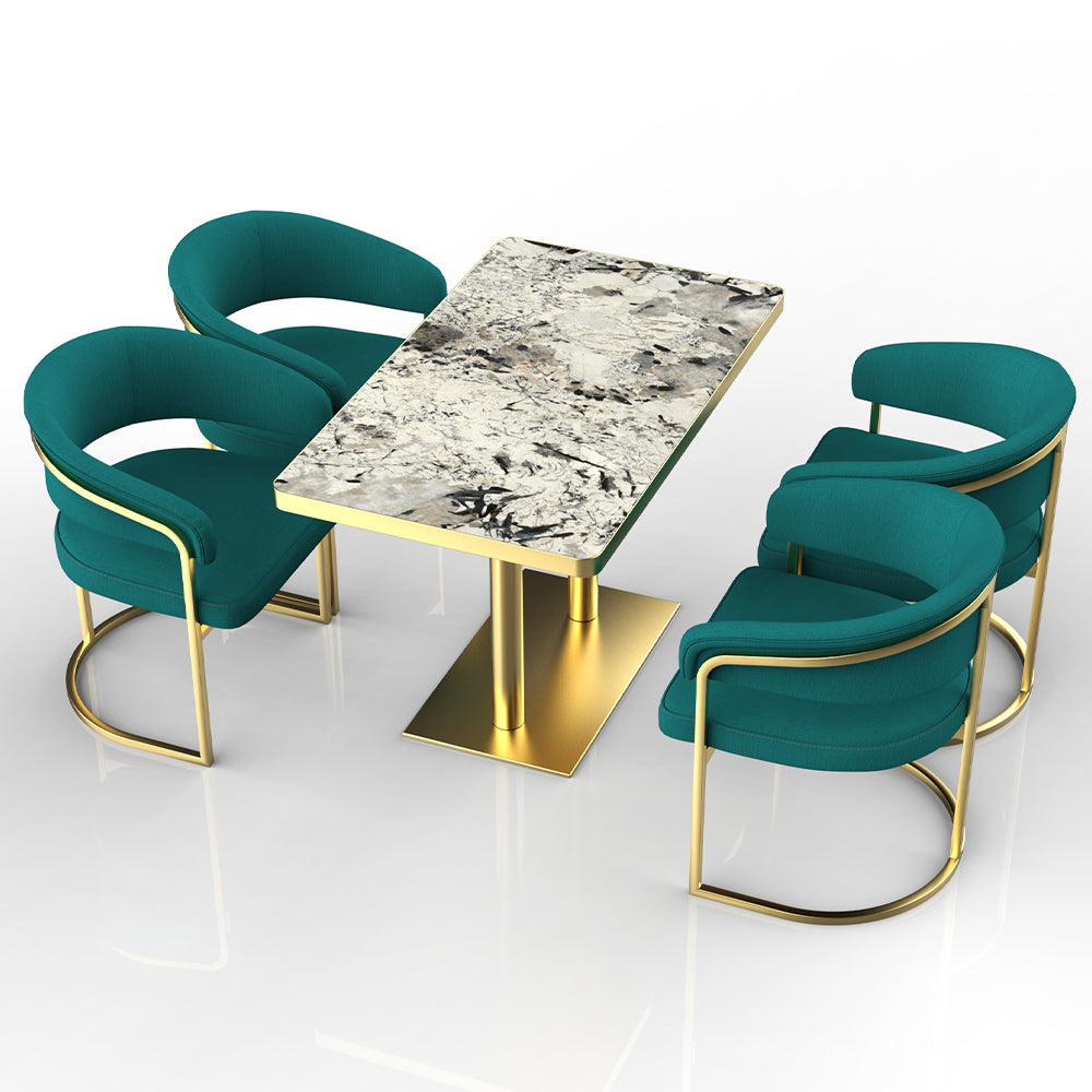 HUALIN Restaurant luxury sintered stone dining table with comfortable chairs, customizable material, color and size