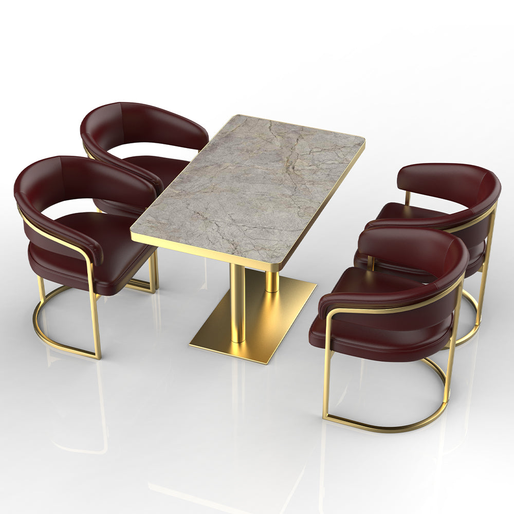 HUALIN Restaurant luxury sintered stone dining table with comfortable chairs, customizable material, color and size