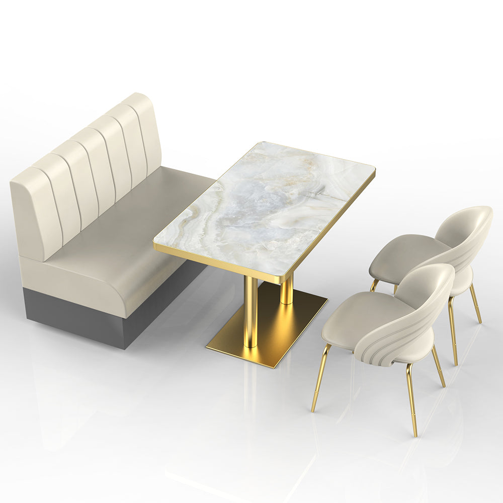 HUALIN Restaurant Luxury Sintered Stone Ceramic Dining Table And Chair Comfortable Booth