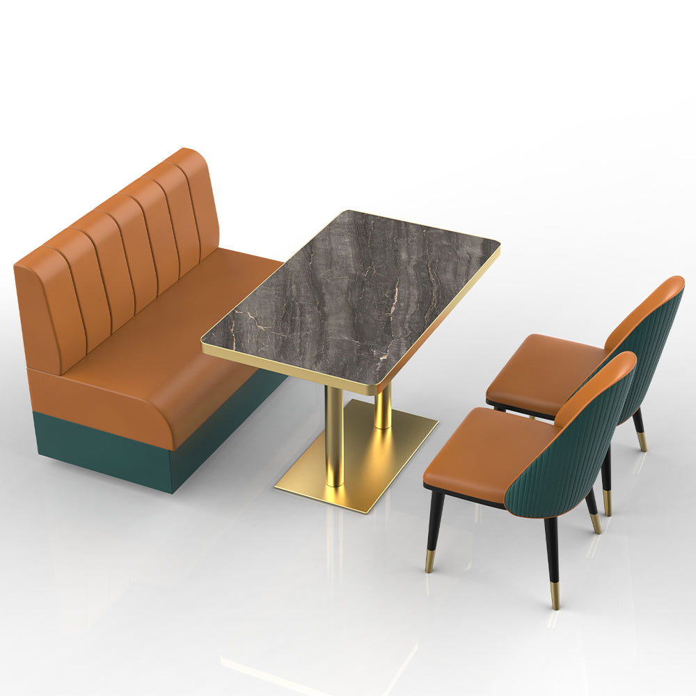 HUALIN Restaurant luxury sintered stone marble dining table chairs comfortable booths, material size color batch customization