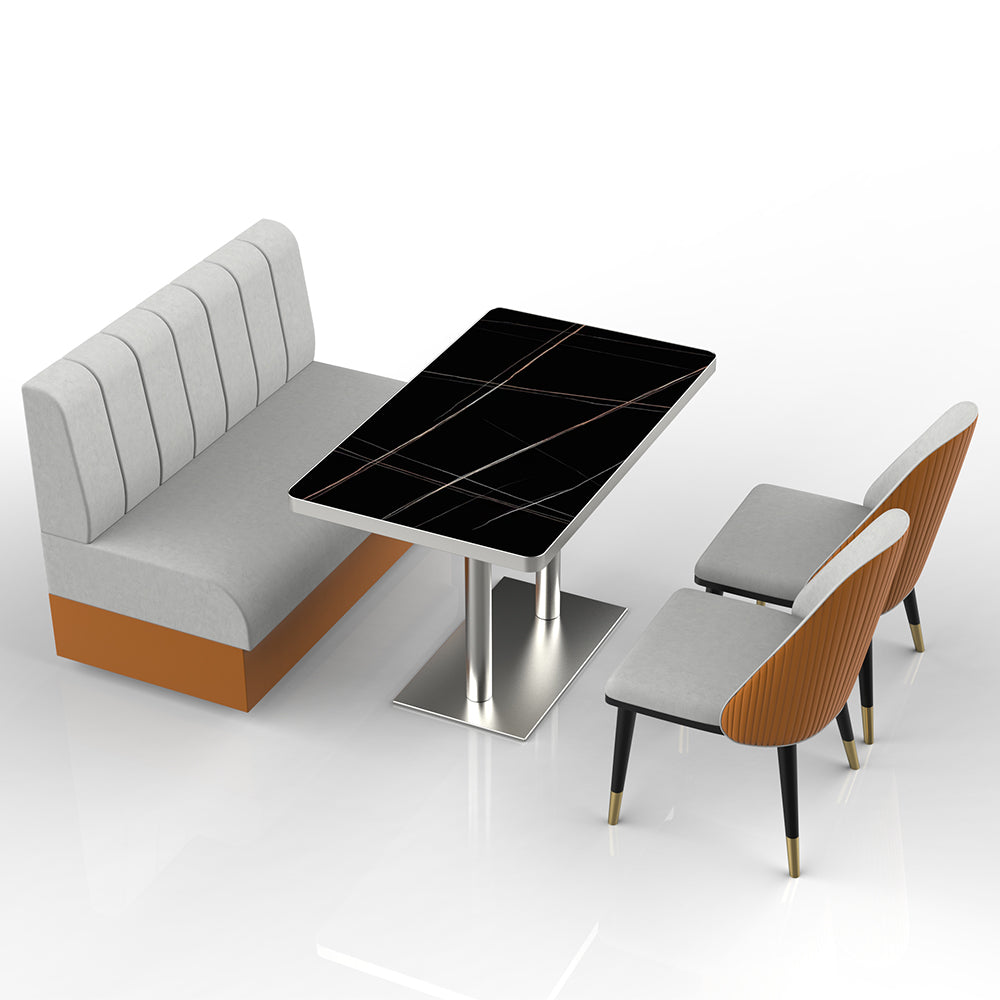 HUALIN Restaurant luxury sintered stone marble dining table chairs comfortable booths, material size color batch customization