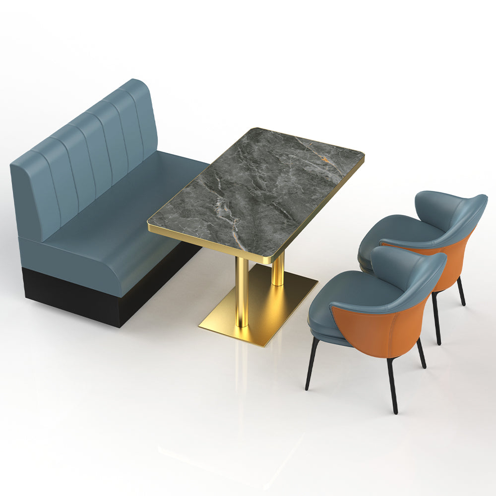 HUALIN Restaurant Luxury Sintered Stone Ceramic Dining Table And Chair Comfortable Booth