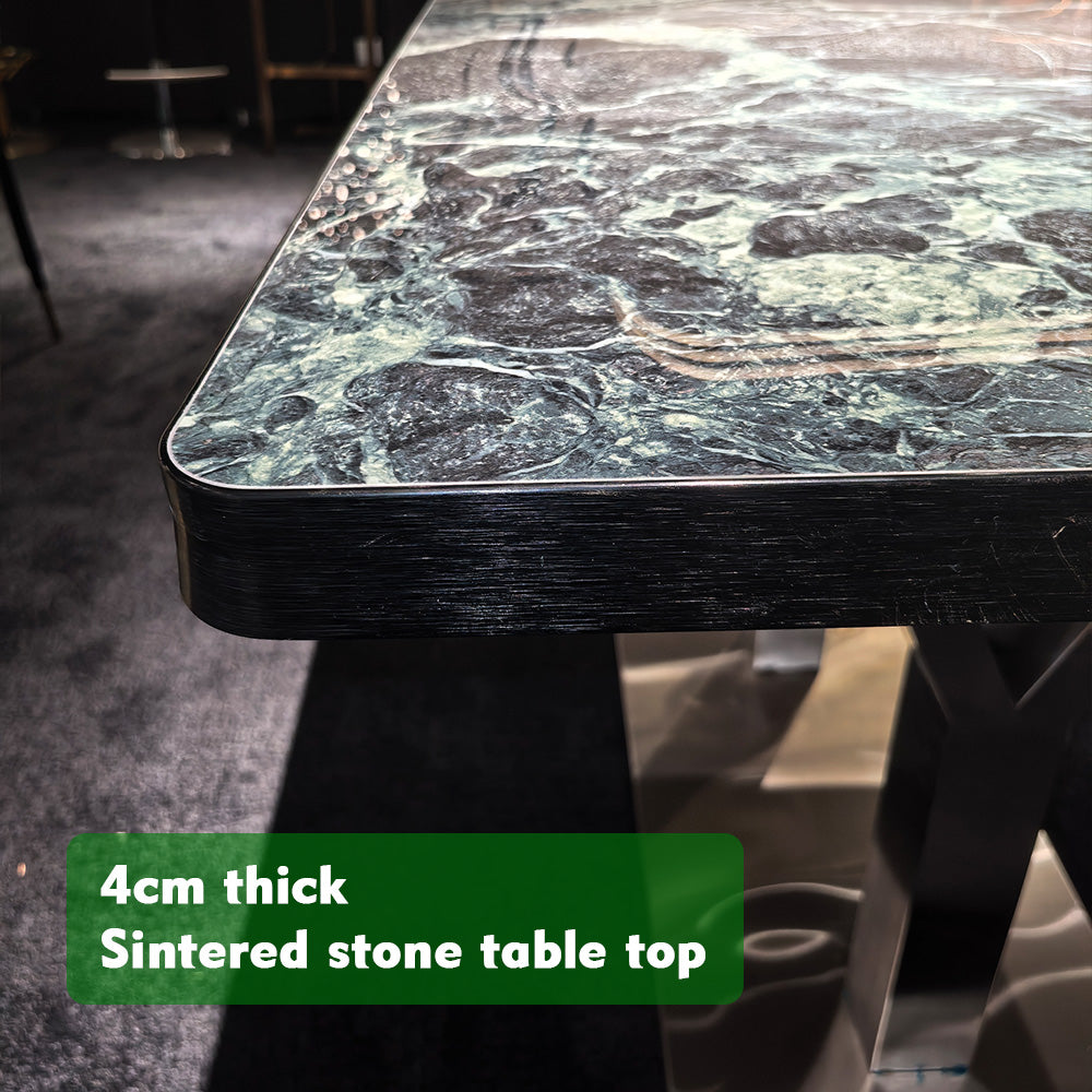 HUALIN Modern style theme restaurant luxury marble dining table with stainless steel legs, customizable size and color