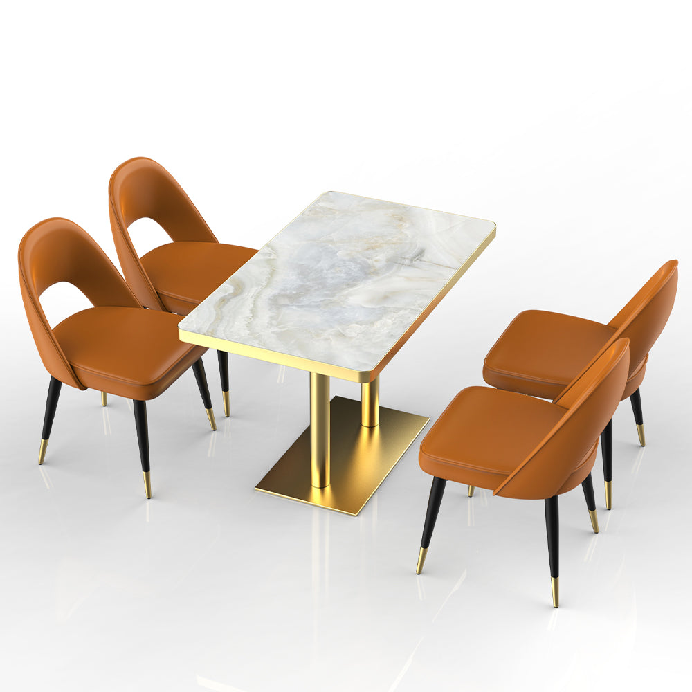 HUALIN Restaurant Luxury Sintered Stone Ceramic Dining Table And Chair Comfortable Booth